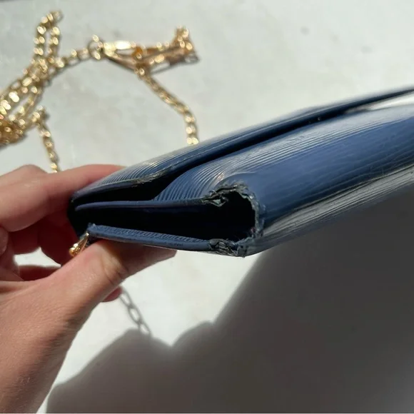 Louis Vuitton Navy Blue Epi Leather Long Wallet Snap Trifold LV with Chain 2005 - Picture 3 of 12